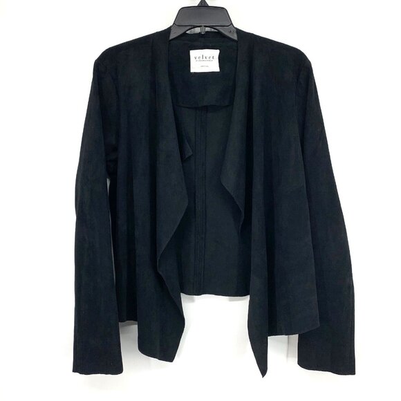 Velvet Graham Jacket Spencer Black Eden Faux Suede Drape Front - Picture 1 of 9